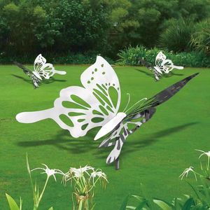 定制不锈钢仿真蝴蝶摆件户外庭院草坪昆虫动物雕塑花园装饰