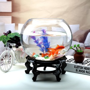 玻璃鱼缸圆形透明大号办公室创意客厅裸缸桌面加厚玻璃鼓缸金鱼缸