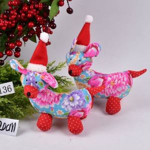 圣诞节装饰用品花布色俄罗斯娃娃和小狗造型摆件豹纹色包布球吊饰