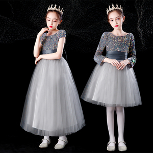 儿童合唱服中小学生诗朗诵合唱团钢琴演出服装女童公主裙主持礼服