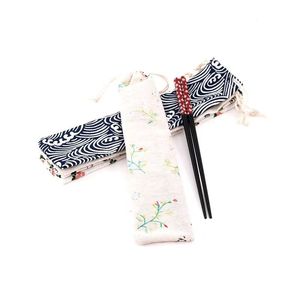 直筒布袋 筷子刀叉餐具收纳筷子袋 日式学生旅行便携棉麻勺子布袋