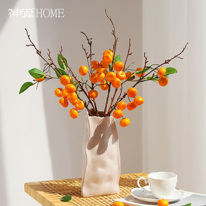 小金桔仿真花客厅摆设室内装饰橘桔子树枝仿真果假花餐桌花艺摆件