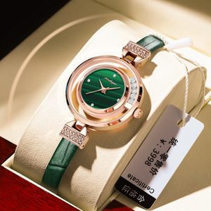 瑞士品牌新款奢华女士手表小绿表防水石英腕表