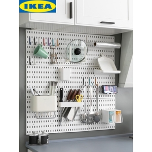 宜家IKEA免打孔洞洞板厨房浴室上墙上搁板壁挂入户收纳置物架隔板