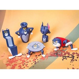国产玩具动漫6款猫和老鼠汤姆猫沙雕猫造型手办盲盒娃娃机