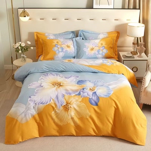 简约花卉新款活性纯棉保暖植物印花四件套被套床单床笠款床上用品