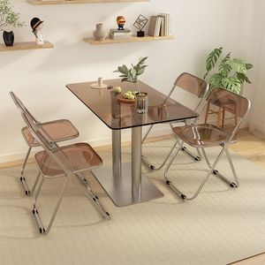 桌子轻奢高级感网红ins风餐桌椅组合工业风钢化玻璃拍照个性桌子