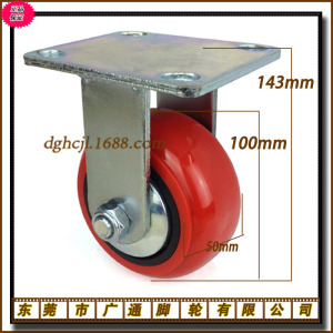 现货速发4寸重型万向红色PVC脚轮工业机械推车耐磨滚轮防尘盖防缠