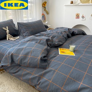 IKEA宜家北欧ins全棉简约四件套100纯棉男生被套裸睡床单笠三件套