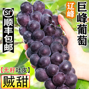 顺丰 辽峰巨峰葡萄无籽甜5斤大颗粒非整串水果新鲜玫瑰红整箱