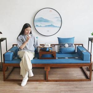新中式五件套沙发定做坐垫实木家具座垫防滑罗汉床垫子红木可拆洗