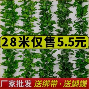 仿真葡萄绿色树叶植物藤条塑料管道缠绕吊顶装饰叶子假花藤蔓爬藤