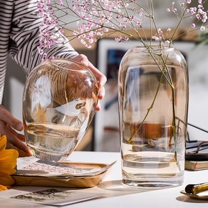 花瓶北欧摆件客厅插花玻璃高级感餐桌简约透明水养轻奢百合小众大