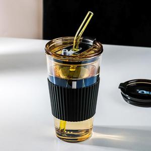 物生物玻璃吸管杯女生耐热水杯男咖啡杯便携式新款2023豆浆果汁奶