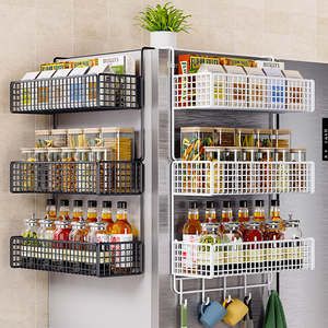 冰箱置物架侧面收纳神器厨房用品家用侧壁保鲜膜调料瓶多层挂架子