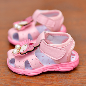 夏季宝宝凉鞋女童婴儿凉鞋学步鞋子小童1-2-3岁可爱公主叫叫凉鞋0