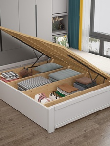 榻榻米白色实木床12高箱储物现代简约15x19米小户型无床头矮床