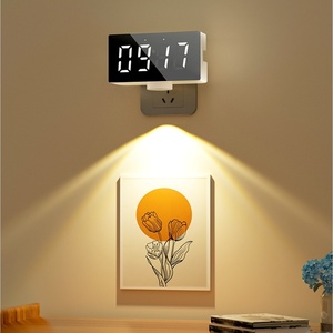 IKEA宜家插电小夜灯客厅墙面装饰壁灯免布线带时钟led遥控卧室床