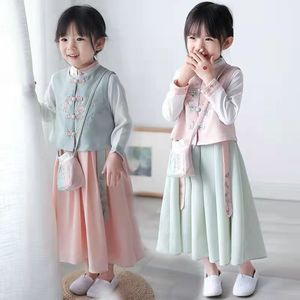 巴­拉巴­拉汉服秋冬季中国风女童两件套连衣裙套装儿童漂亮裙子唐