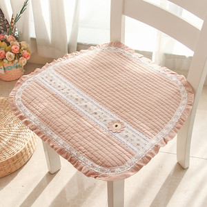 椅子坐垫韩式纯棉布艺垫四季通用全棉家用薄款餐椅垫子透气凳子垫