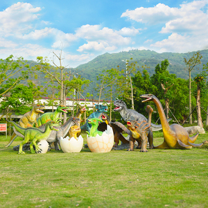 户外玻璃钢仿真恐龙雕塑侏罗纪主题公园装饰小品景区动物大型摆件