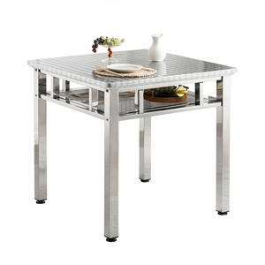 居家不锈钢桌子可医疗使用可拆装圆脚调节工作台双层操作台