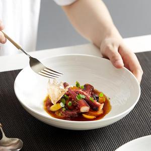 厨房装菜配菜盘商用创意白色家用深盘子精致陶瓷酒店用品北欧餐具