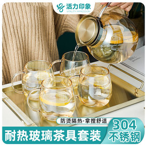活力印象玻璃杯子套装轻奢家用客厅待客水壶喝水杯子耐热水具茶具