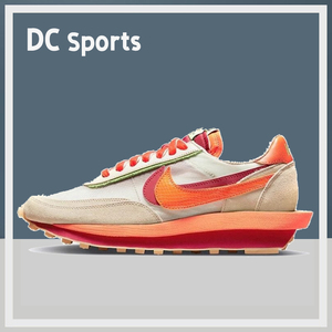 Nike耐克男女Clot联名Sacai解构米白橙增高休闲运动跑步鞋DH1347