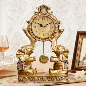 欧式高档大象座钟客厅创意钟表桌面摆放轻奢高级时钟家用立式坐钟