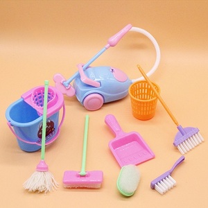 芭比娃娃居家清洁玩具 女孩玩具过家家清洁扫把 吸尘器 亲子玩具