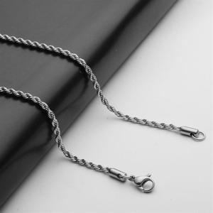 不锈钢项链男女通用钛钢饰品配链4MM粗麻花链50CM长链子链L