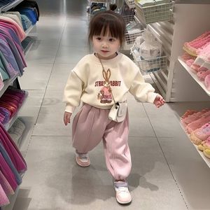 女童套装清货外穿加绒加厚儿童洋气宝宝衣服冬季女孩韩系冬裤一整