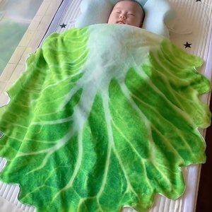 娃娃菜盖毯搞怪白菜毯子法兰绒休闲毛毯创意宝宝被子可爱小叶网红