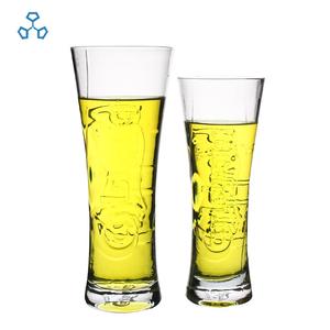 欧式经典厚底长筒收腰敞口嘉士伯啤酒杯透明钠钙玻璃麦啤杯