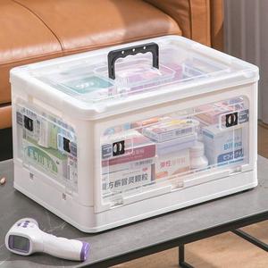德系药箱家庭装家用大容量透明医药箱可折叠收纳箱多层分类储物盒