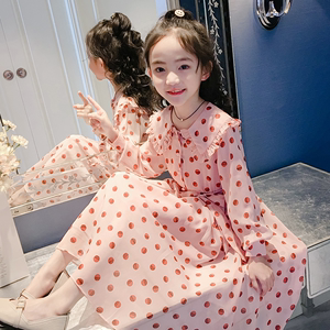 巴拉巴拉女童春秋时髦连衣裙春装2024新款韩版儿童女孩洋气长裙大