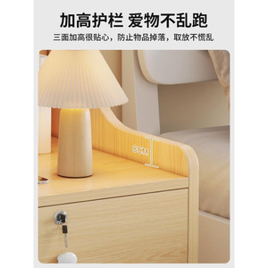。床头柜现代简约小型简易家用收纳带锁储物柜置物架卧室床边小柜