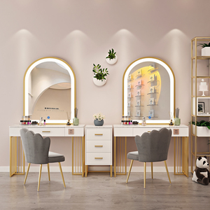 化妆台影楼专用婚纱店美容院大理石化妆桌工作室彩妆店梳妆台带灯