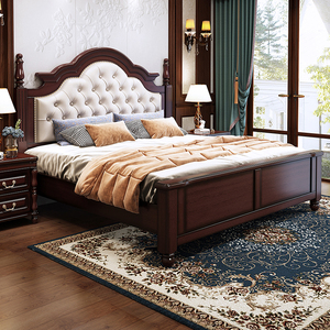 美式实木床1.8米双人床乡村欧式现代简约轻奢白色床2米主卧高箱床