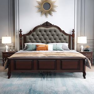 美式实木床1.8米双人床现代简约欧式轻奢公主床软包主卧大床婚床