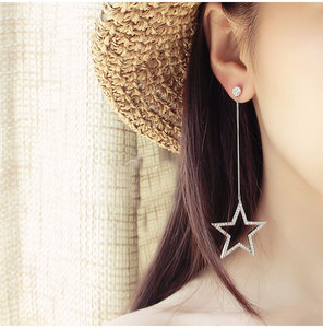 百搭耳朵装饰品镶钻五角星长款耳钉耳环耳坠简约耳饰耳挂配饰品女