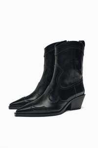 ZARA 国内代购 女款 拼接材质牛仔式高跟短靴 2114/210 2114210