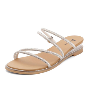 气质凉鞋女2022年百丽夏新款女鞋钻带仙坡跟平底外穿女拖鞋w4f2d