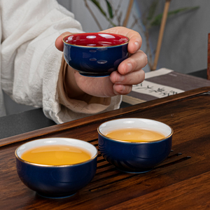 霁蓝釉窑变陶瓷个人品茗杯茶杯单个主人杯日式功夫茶具小茶碗茶盏