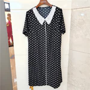 亨格舒大码中老年妈妈装2021夏休闲短袖宽松舒适圆点连衣裙25136