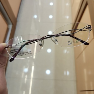 shilaier诗莱尔近视眼镜框20047女士无框高档超轻β钛眼镜架20085
