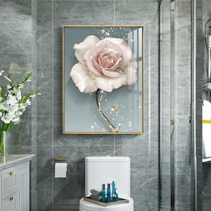 现代轻奢卫生间防水装饰画浴室厕所花卉创意晶瓷壁画洗手间酒店画