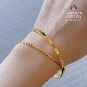 周大福黄金足金双环手镯光面双圈手镯礼物饰品女礼物f222844