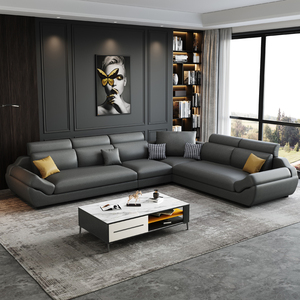 免科技布沙发现代简约客厅多功能转角组合大小户型U型六件套沙发